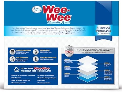 Four Paws Wee-Wee Superior Performance Gigantic Dog Pee Pads, 150 Count - Image 2