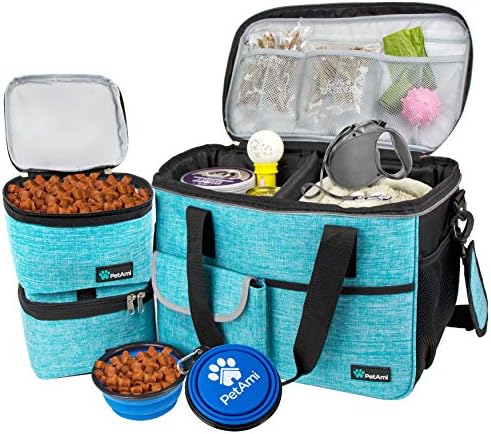 PetAmi Dog Travel Bag Organizer, Pet Supplies Diaper Tote, Teal Blue Medium by PetAmi