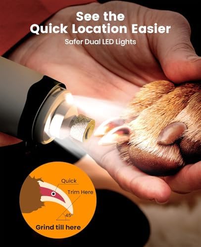 oneisall 2 in 1 Dog Nail Grinder & Paw Trimmer Kit, 2 LED Lights - Image 5