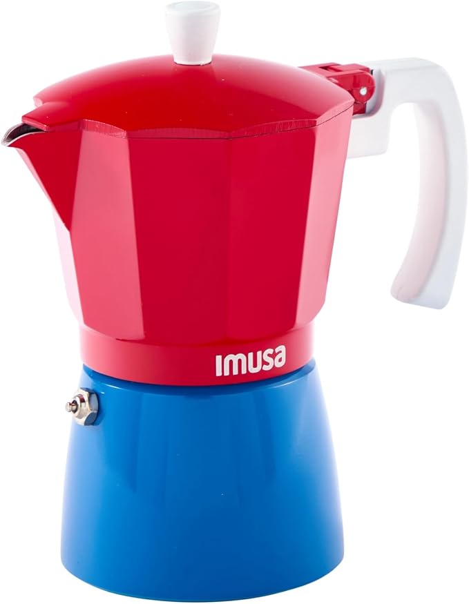 IMUSA 3 Cup Caribbean Cast Aluminum Stovetop Coffee Maker | Bare Cast Aluminum Finish, Cool-Touch White Handle, Ideal for Demitasse, Great for Daily Coffee Moments by VisitIMUSA