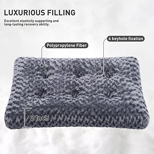 KSIIA Washable Dog Bed Small Dog Crate Bed Plush Pet Mat 17"x12" Dark Gray - Image 2