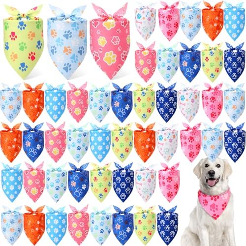 Weewooday 50 Pcs Paw Dog Bandanas Bulk, 31.5 x 21.7 x21.7 Inch by Weewooday