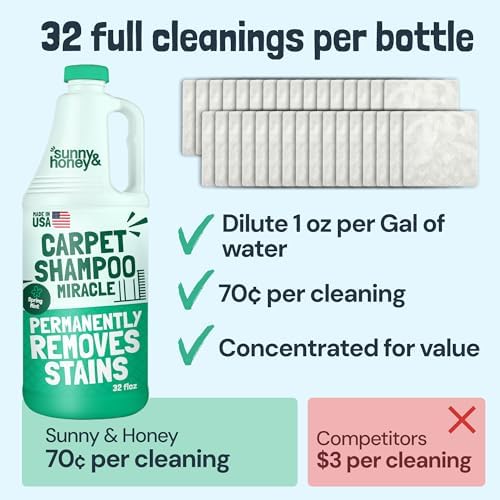 Sunny & Honey Carpet Cleaner Shampoo Solution for Machines, 32floz Mint - Image 6