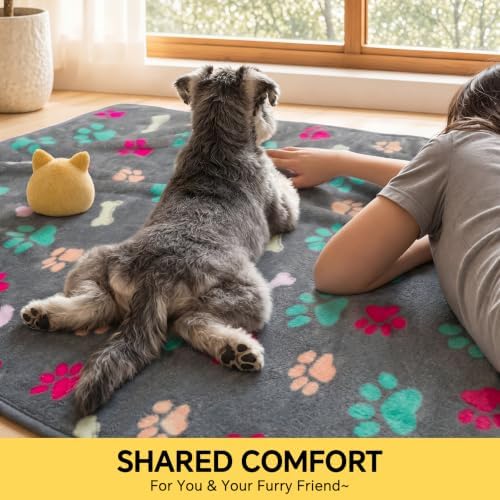 Luciphia 1 Pack 3 Blankets Fluffy Premium Fleece Pet Blanket Flannel Paw Bone Printed Throw for Dog Cat(Small 23"x16", Grey) - Image 3