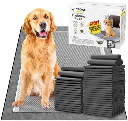 CROCI Charcoal Pee Pads for Dogs Odor Control Leak Proof Large 28x34in 40Ct by CROCI