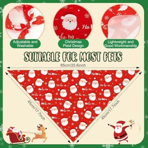 Weewooday 50 Pcs Christmas Dog Bandanas Bulk 25.6 x 17.7 x 17.7 Inch - Image 3