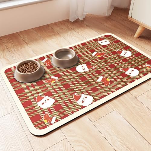 Pet Feeding Mat-Absorbent Pet Placemat for Food and Water Bowl, with Waterproof Rubber Backing, Quick Dry Water Dispenser Mat for Dog and Cat (24"x16", Red) by Incenseburner