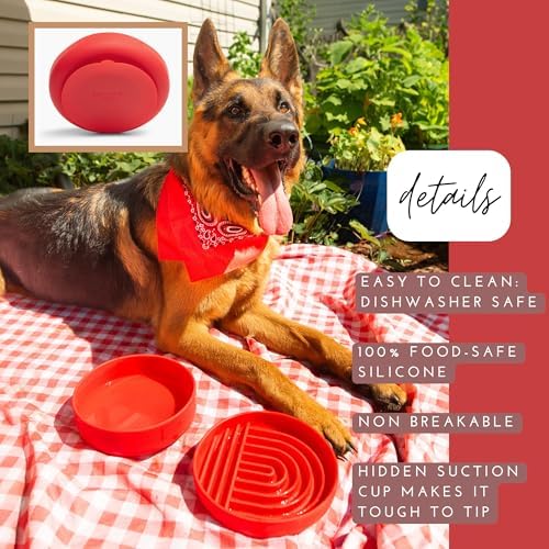 The Perfect Dish - Silicone Dog Bowl for Food & Water, 7.5"x2.25"- Cherry - Image 2