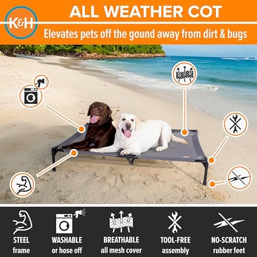 K&H Outdoor Elevated Dog Bed for XL & Giant Pets, Gray, Jumbo 56x38in - Image 2