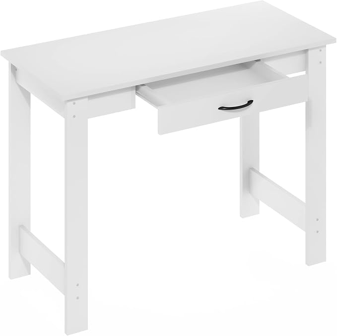 Furinno Jaya Writing Desk with Drawer, White - Image 6