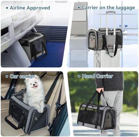 Petsfit Cat Carrier Dog Carriers Airline Approved, 18 x 11 x 11 Soft-Sided Pet Carrier, 3 Carrying Ways, Lightweight, Breathable, Escape Proof, with Adjustable Shoulder Strap and Soft Cushion - Image 3