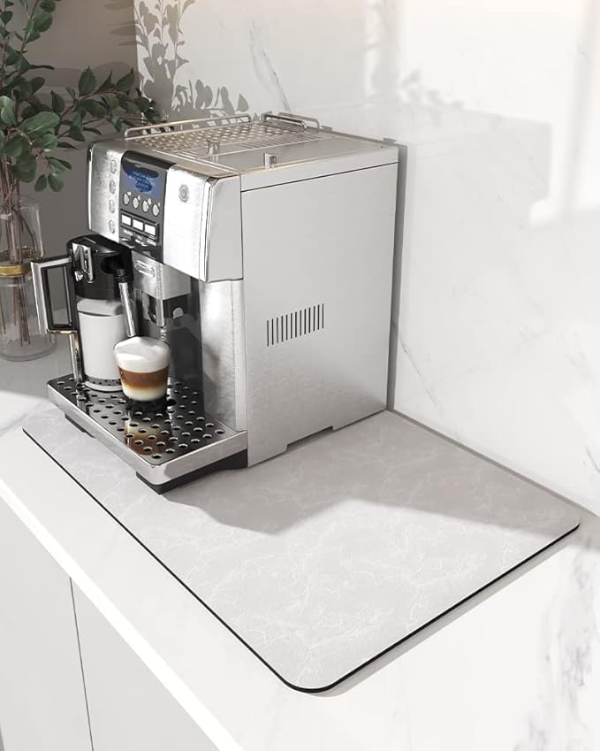 AMOAMI Coffee Mat - Hide Stain, Rubber Backed, Absorbent Dish Drying Mat for Kitchen Counter - Fits Under Coffee Maker & Machine, Dish Rack by AMOAMI