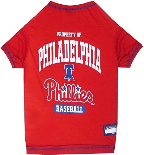 MLB Philadelphia Phillies Dog T-Shirt, Small. - Licensed Shirt for Pets Team Colored with Team Logos. - Premium Stretchable Materials for The Comfort of Your Dog & cat. by PETSFIRST