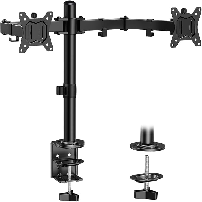 ErGear Dual Monitor Stand, Heavy Duty Adjustable Monitor Desk Mount for 2 Screens up to 32 Inches, Fully Adjustable Height, Tilt, Swivel, Rotate, Supports 17.6 lbs per Monitor Arm, Easy Installation by ErGear
