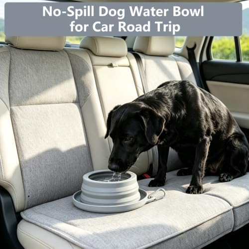 Spill Proof Dog Water Bowl for Car Road Trip, Collapsible Pet Travel Bowl - Image 2