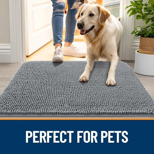 OLANLY Dog Door Mat for Muddy Paws 54x32, Super Absorbent Chenille Mud Mat - Image 6