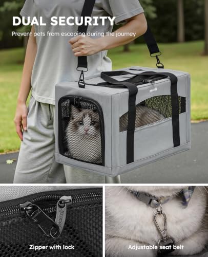 Pecute Cat Carrier Stable, Pet Carrier with Privacy Partition,Gray - Image 3
