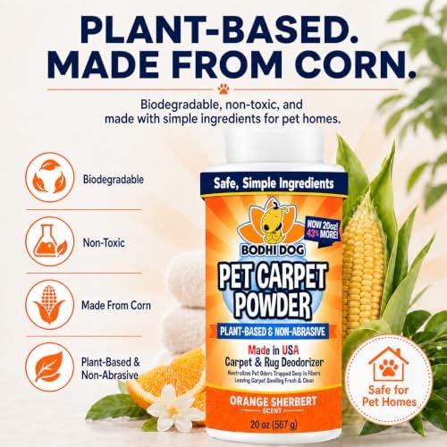 Bodhi Dog Natural Carpet Deodorizer Powder - Dry Pet Smell Eliminator & Urine Odor Remover - Loosens Fur & Dirt - Plant-Based Room Freshener for Vacuuming Home - Orange Sherbert (Pack of 1) - Image 4