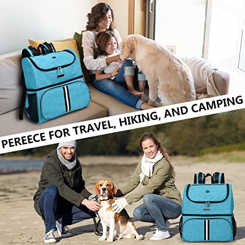 BAGLHER Pet Travel Bag, Double-Layer Pet Supplies Backpack (for All Pet Travel Supplies), Pet Travel Backpack with 2 Silicone Collapsible Bowls and 2 Food Baskets Sky Blue - Image 7