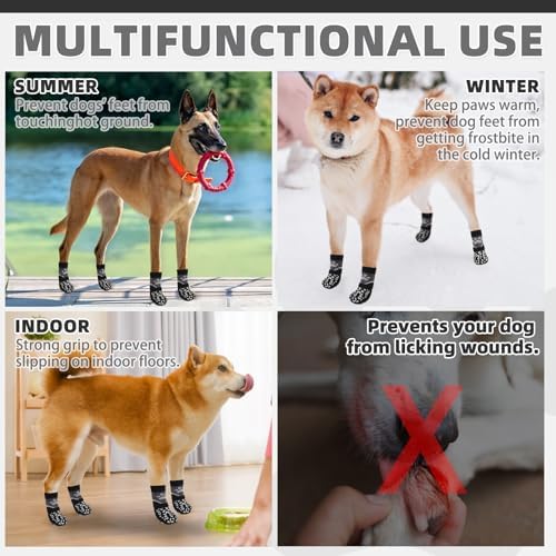 KOOLTAIL Dog Socks for Hot/Cold Pavement to Prevent Licking Paws for Hardwood Floors,Anti Slip,Pet Boots&Paw Protector with Grippers,Puppy Shoes Booties for Small Medium Large Senior Dogs - Image 2