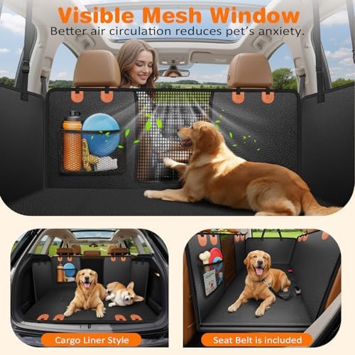 URPOWER PU Leather Hard Bottom Dog Seat Cover for Full-Size Crew Cab Trucks - Image 4