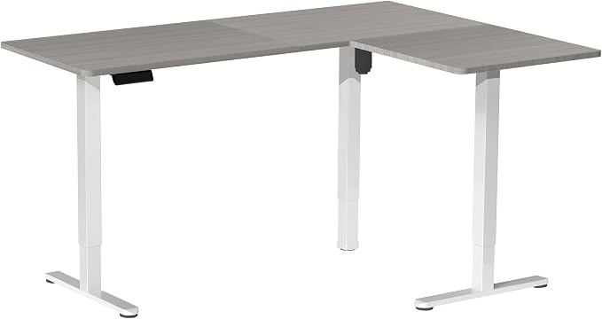 VIVO Dark Gray 63 x 55 in Corner Standing Desk, DESK-E3CTWG | Electric, Reversible L-Shaped Table, Sit Stand, Height Adjustable, Memory Controller, Office Furniture Sets, White Frame - Image 9