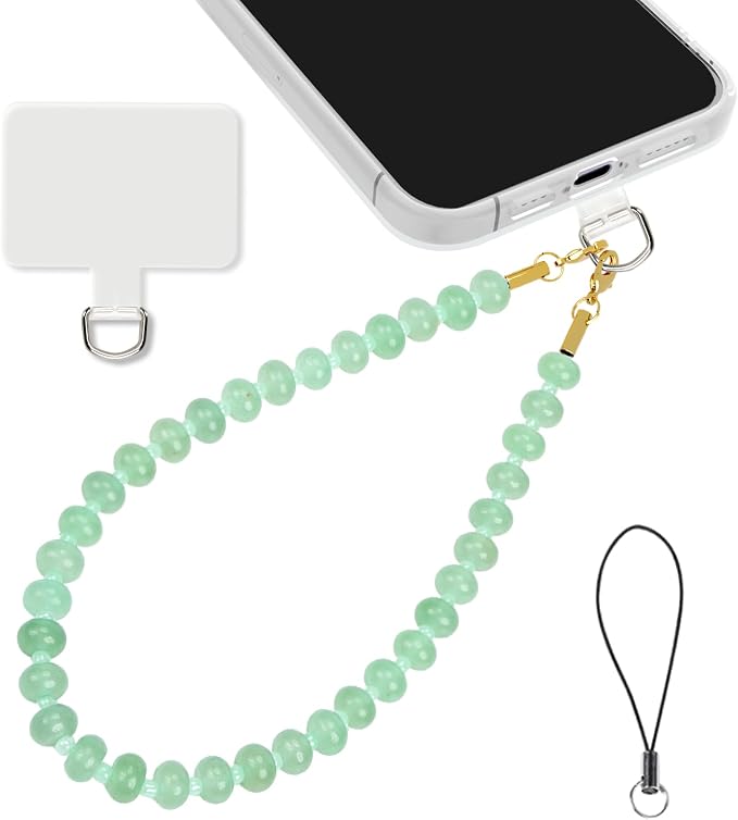 Natural Healing Crystals Stones Cell Phone Wrist Strap Camera Lanyard &Tether Tab,Handmade Beaded Wallet Keychain Wristlet,Bag Purse Charms Chain for iPhone Case,Women Teacher Travel Safety Essentials by EJU