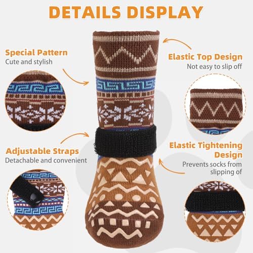 KOOLTAIL Dog Socks to Prevent Licking Paws for Hardwood Floors Anti Slip,Warm Winter Pet Boots&Paw Protector with Grippers,Double Sides Puppy Shoes Booties for Small Medium Large Senior Dogs L - Image 2