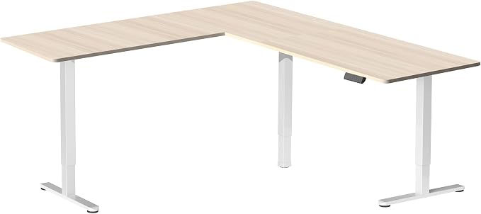 VIVO Light Wood 84 x 63 in Corner Standing Desk, DESK-E3CTWC-84 | Electric, Large Reversible L-Shaped Table, Sit Stand Height Adjustable, Memory Controller, Office Furniture Sets, Black Frame - Image 9