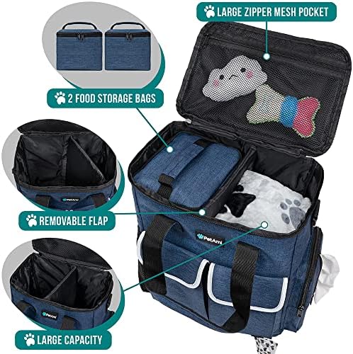 PetAmi Dog Travel Bag Organizer, Pet Supplies Diaper Tote, Navy Blue - Image 5