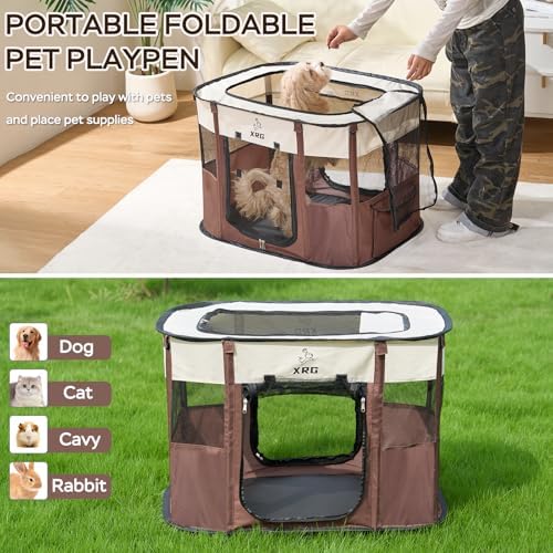 XRG Foldable Pet Playpen,Indoor Cat cage Puppy Crates M(31.5"x23.6"x21.7") - Image 2