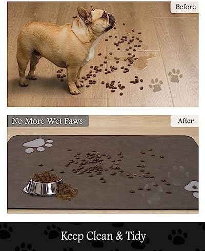 Pet Feeding Mat-Absorbent Dog Mat for Food and Water Bowl-No Stains Quick Dry Water Dispenser Mat-Dog Accessories Pet Supplies-Bowl for Messy Drinkers（Brown,17"x28" - Image 3