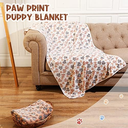 Tatuo 4 Pcs Fleece Dog Blankets for Puppy Cat, Mixed, 40 x 63 in, Paw - Image 5