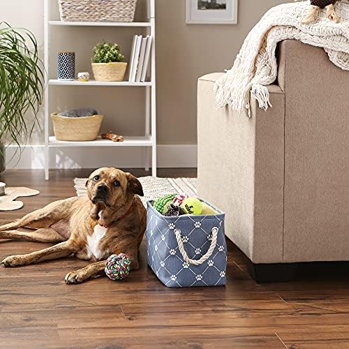 Bone Dry Pet Storage Paw and Bone, Trellis Collection, Small Rectangle, 14x8x9, Stonewash Blue - Image 5