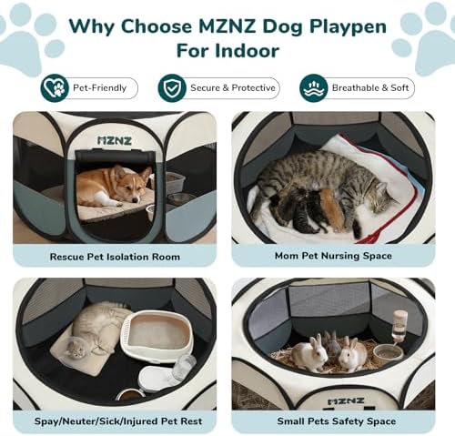 Dog Cat Playpen, Portable Puppy Pet Crate Indoors for Small/Medium Dogs Cats Rabbits, Foldable Dog Cage Enclosure for Outdoor, Pop Up Dogs Tent Kennel with Carrying Case, Grey - Image 4