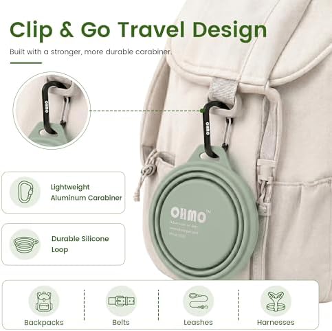 OHMO Collapsible Dog Bowls for Pet Travel, 12oz, 2pcs, Camo&Sage Green - Image 5