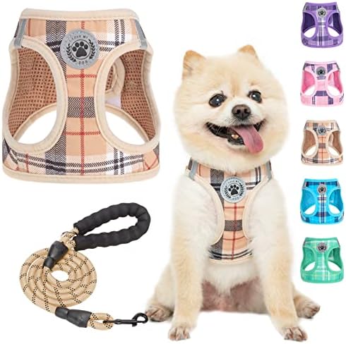 BEAUTYZOO Small Dog Harness and Leash Set, No Pull Puppy Pet Vest- Beige,XS by BEAUTYZOO
