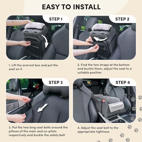 BurgeonNest Center Console Dog Car Seat for Small Pets to 11lbs, Grey - Image 6