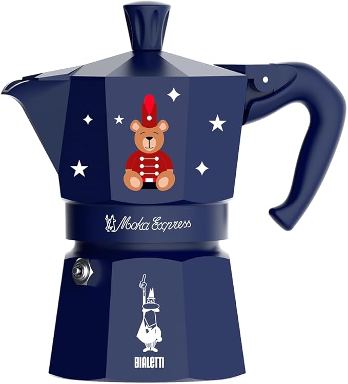 Bialetti Moka Express Iconic Italian Stovetop Espresso Maker (Blue/Red, 3 Cups) by Bialetti