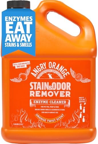 ANGRY ORANGE 1 Gallon Enzyme Cleaner and Deodorizer, Pet Stain and Odor Remover for Dog & Cat Urine and Stains - Citrus, Made in USA by AngryOrange