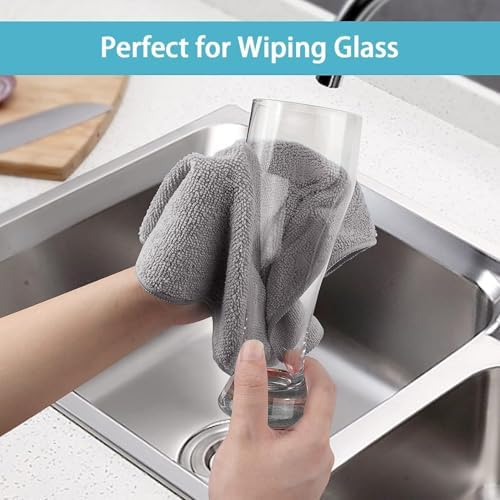 HOMEXCEL Grey Cleaning Rags 5 Pack, Highly Absorbent Microfiber Cleaning Cloth for Kitchen, Lint Free, Scratch-Free, Reusable Microfiber Towels for House, Window and Glass, Cars, 11.5 X11.5 inch - Image 5