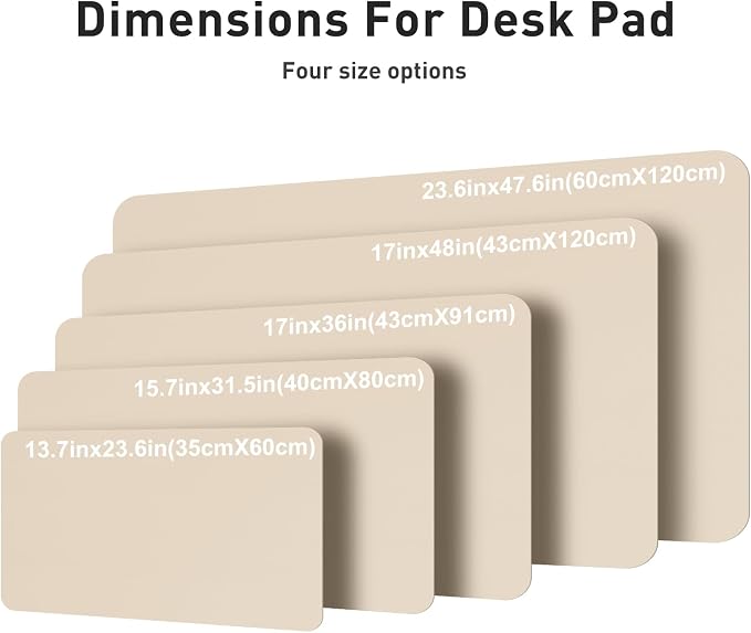 Aothia Faux Leather Desk Mat – Large Mouse Pad, Non-Slip PU Leather Blotter, Waterproof Writing Surface for Office and Home (Beige, 47.2" x 23.6") - Image 5