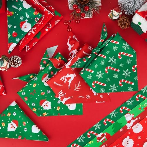 Weewooday 50 Pcs Christmas Bandanas for Dogs Xmas Bandanas Bulk with Santa Snowflake Candy Cane Soft Bibs Adjustable Triangle Doggie Scarf for Small Medium Large Pet (31.5 x 21.7 x 21.7 Inch) - Image 5