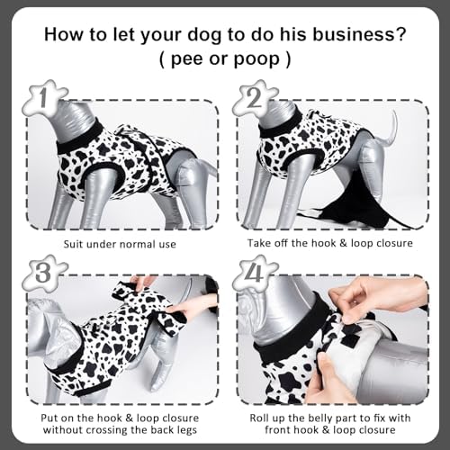 Dog Surgery Recovery Suit,Female Male Dog Onesie for Spay Neuter,Substitute E-Collar & Cone,Anti-Licking Breathable Onesie for Small Medium Large Dogs,Cow XXL - Image 4