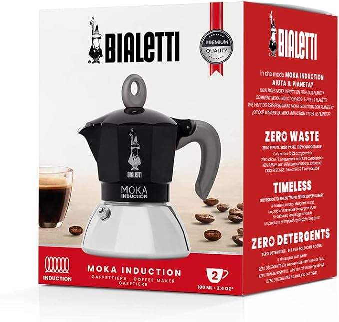 Bialetti - Moka Induction, Moka Pot, Suitable for all Types of Hobs, 2 Cups Espresso (2.8 Oz), 90 milliliters,Black - Image 5