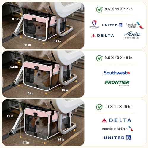Lekereise Top-Expandable Pet Carrier 18x13x9.5 Inch Southwest Frontier Airline Approved Soft Sided Underseat to 15lbs Travel Carriers for Small Cats Dogs with Locking Safety Zippers Anti-Scratch Mesh - Image 2