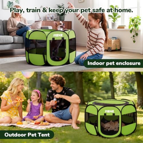 Dog Cat Small Animal Puppy Playpen Crate, Small, Whole Green - Image 4