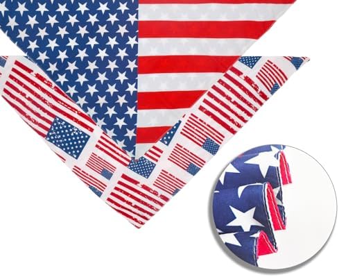American Flag Dog Bandanas 2PCS-Small,4th of July Pet Scarf,Triangle Dual-Layer Design Patriotic Costume for Memorial Day & Independence Day,Red White & Blue Outfit for Boys and Girls Dogs - Image 3