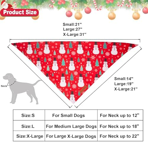 ADOGGYGO Christmas Dog Bandana, Snowman Santa Pet Scarf, Premium Durable Fabric, Adjustable Fit Christmas Bandanas for Medium Large Dogs Pets (Large) - Image 4