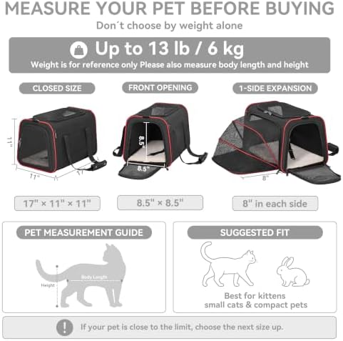 Petsfit Medium Expandable Cat Carrier for Air Travel, Up to 13 lb - Image 2